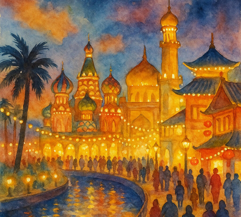 Watercolor painting of Dubai Marina